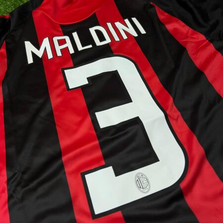 Shirt Ac Milan 08/09 Home Maldini #3 Men's Long Sleeve