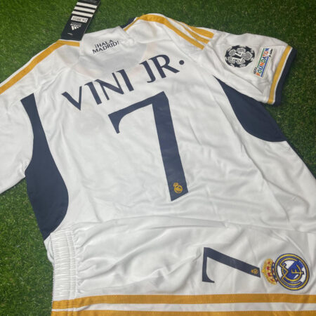 Real Madrid 23/24 Home Kids Vini Jr #7 Champions League Football