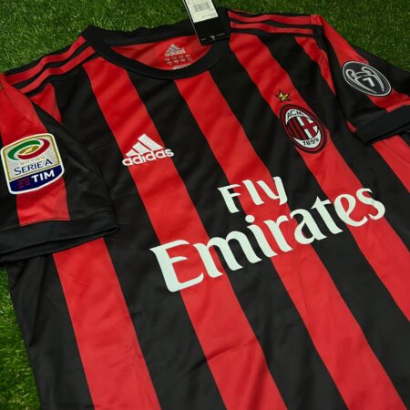 Shirt Ac Milan 2017-18 Home With League Red Men's Retro Soccer Football