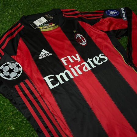 Shirt Ac Milan 2010/11 Home Ronaldinho #80 Champions League Long-Sleeve Retro