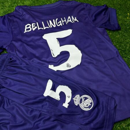 Real Madrid 24-25 Y-3 Bellingham #5 Kids Purple Kit Football