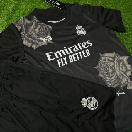 Shirt Real Madrid 24-25 Y-3 Black Kids Kit Football