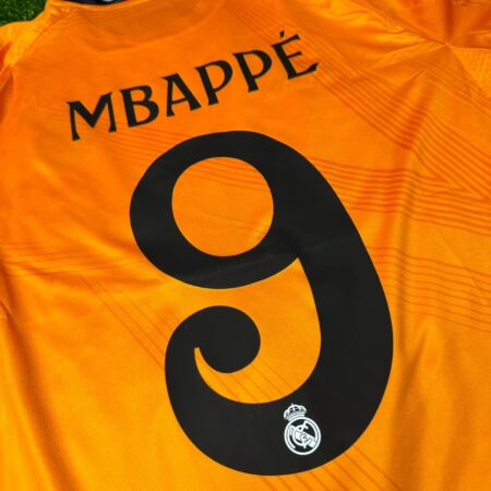 Shirt Real Madrid 2024-25 Away Mbappe #9 Champions League Orange