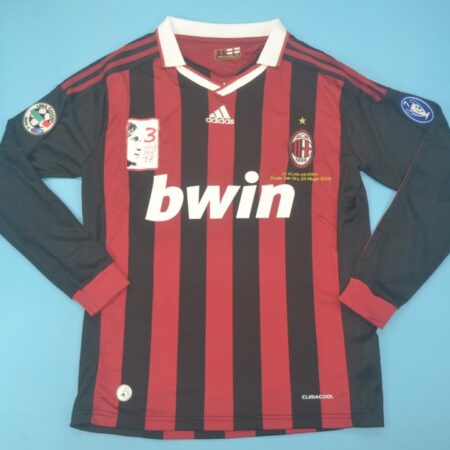 Shirt Ac Milan 09-10 Home Long Sleeve Maldini #3 Retired Version Men’s Retro