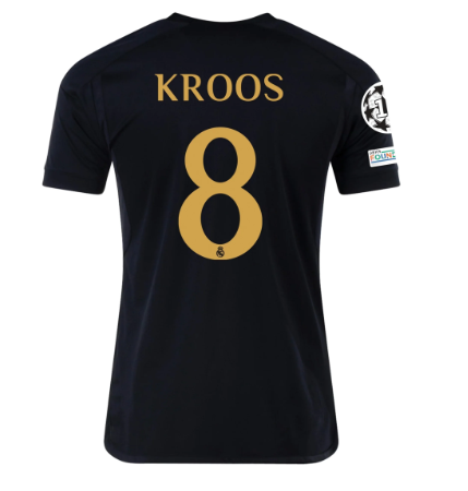 Shirt Real Madrid 23-24 Third Kroos #8 Black Champions League Men's