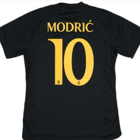 Shirt Real Madrid 23-24 Third Black Modric #10 Champions League Men's