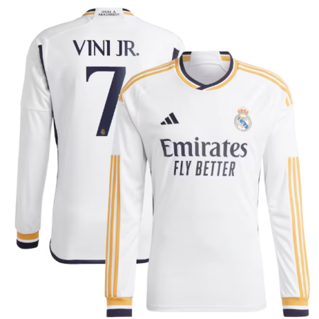 Shirt Real Madrid 23-24 Home Vini Jr. #7 Long Sleeve Men's Soccer Football