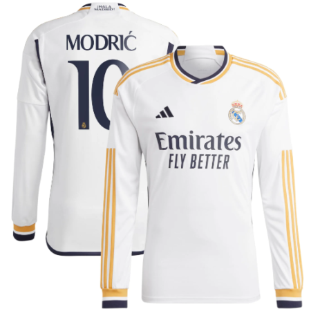 Shirt Real Madrid 23-24 Home Modric #10 Long Sleeve Men's Soccer Football