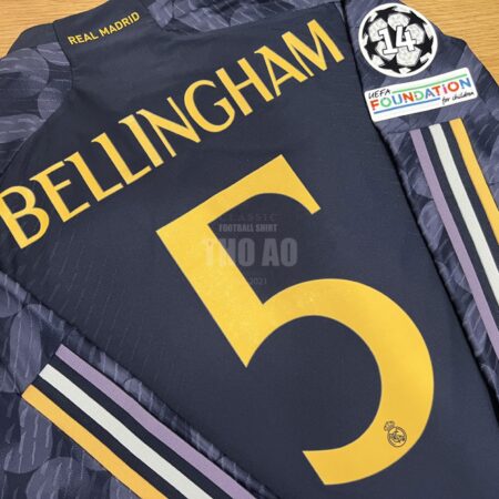 Shirt Real Madrid 2023/2024 Away Bellingham #5 Champions League Long Sleeve