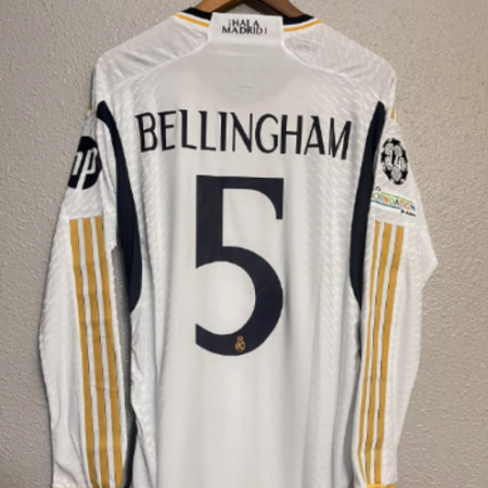 Shirt Real Madrid 23-24 Home Bellingham #5 Final London Champions League Long-Sleeve