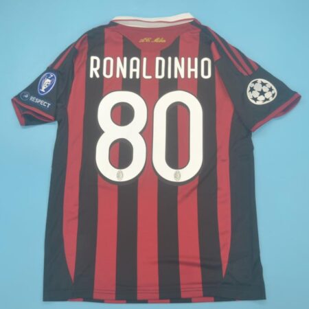 Shirt Ac Milan 09-10 Home Ronaldinho 80# Champions League Men’s Retro