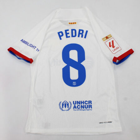 Shirt Fc Barcelona 2023-24 Away PEDRI #8 White With Patch Men's