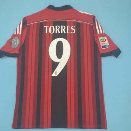 Shirt Ac Milan 2014-15 Home TORRES #9 With Patch Men's Retro Football