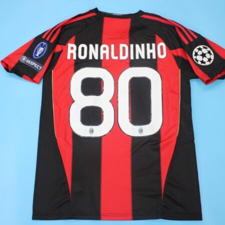 Shirt Ac Milan 2010-11 Home Ronaldinho 80# Champions League Men’s Retro