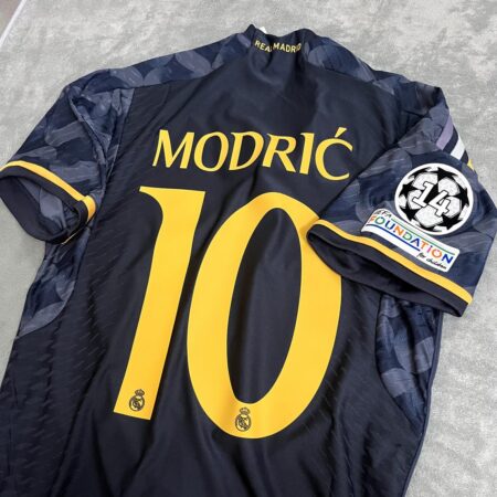 Shirt Real Madrid 2023-24 Away Modric #10 Champions League Black Grey Football