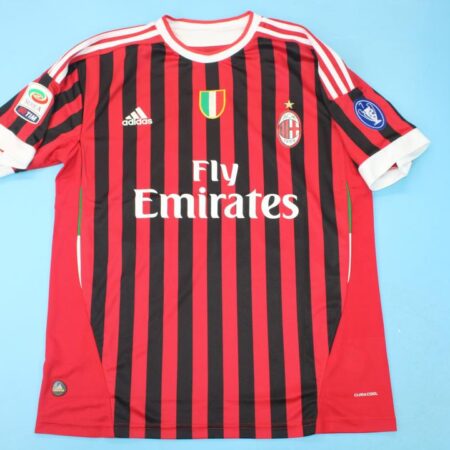 Shirt Ac Milan 2011-12 Home With league patch Men's Retro Soccer Football