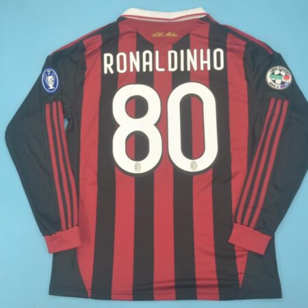 Shirt Ac Milan 09-10 Home Ronaldinho 80# Long Sleeve Maldini Retired Version