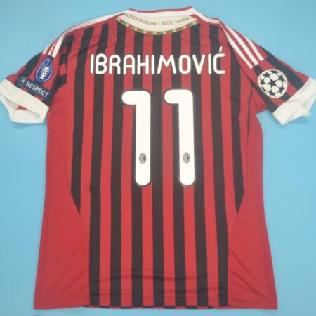 Shirt Ac Milan 2011-12 Home Ibrahimović #11 Champions League Men's Retro