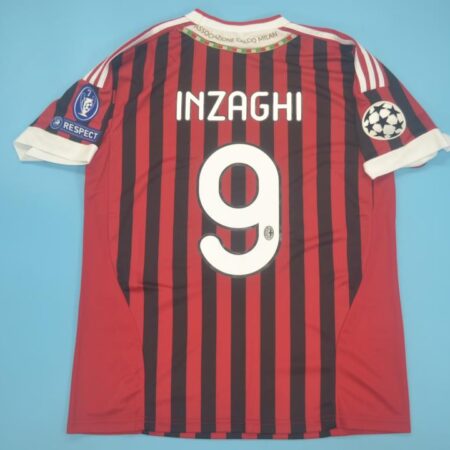 Shirt Ac Milan 2011-12 Home INZAGHI #9 Champions League Men's Retro Football